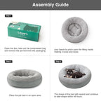 Love's cabin Round Donut Cat and Dog Cushion Bed, 25in Pet Bed for Small or Medium Dogs, Anti-Slip & Water-Resistant Bottom, Soft Durable Fabric Pet Beds, Washable Calming Cat Bed Stripe
