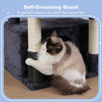 Hey-brother Cat Tree Tower, Scratching Posts with Extra Large Platform, Specious Condo, 2 Cozy Hammocks, Self-Grooming Brush for Indoor Adult Cats, Maine Coon 51.1 inches, Smoky Gray MPJ070G