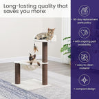 Catry Nirvana 3-Level Kitten Tree with Plush Perch, Soft Hammock, and Paper Rope Scratching Posts, Minimalist Cat Furniture for Climbing, Scratching & Resting, Ideal for Kittens & Small Cats, Beige