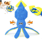 wodoca Squeaky Dog Toy, Dog Puzzle Training Enrichment Crinkle Snuffle Treat Dispensing Stuffed Plush Chew Toys to Keep Them Busy, Interactive Tug of War Doggie Toy for Small Medium Breed - Squid