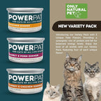 Only Natural Pet PowerPate Grain-Free Wet Cat Food - High Protein, Limited Ingredient Pate for Wellness (Chicken & Turkey, Rabbit & Pork, Chicken Dinner) Variety Pack, 2.75 oz Cans, Case of 12 (V)