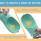 Portable Dog Water Bottle with Bowl, Leak Proof, Convenient for Walking, Hiking and Camping (Blue, 19oz)