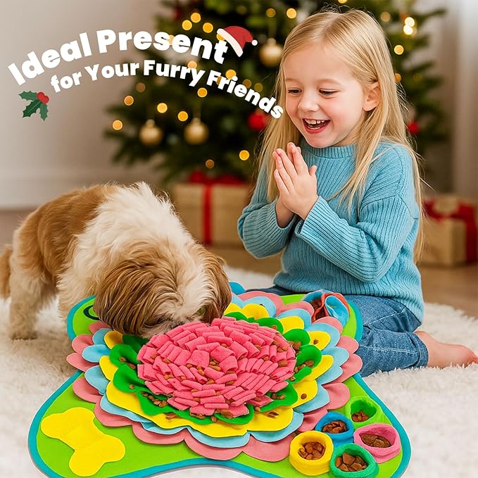 PETCARE Snuffle Mat for Dogs Interactive Enrichment Puzzle Toys for Small Medium Breed Dogs Cats Rabbits Cognitive Puppy Sniff Foraging Mats Mental Stimulation Treat Game Slow Feeder Mats, 19*19 inch