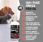 Wild Alaskan Salmon Oil for Dogs & Cats - Omega 3 Fish Oil with Pollock & Salmon for Sensitive Skin & Coat Health. EPA & DHA Ease Itching, Supports Joint, Immune & Heart Health (32oz)