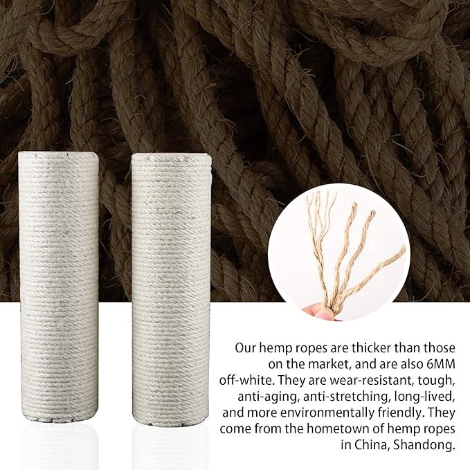 Cat Scratching Post, 2 Pieces M8 Natural Sisal Cat Scratcher Post for Refurbishment…