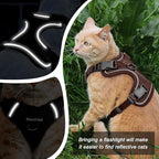 Cat Harness and Leash Set - Escape Proof Adjustable Cat Harness, Comfortable Soft Lightweight, Use Safe & Easy, Walking Travel Kitten Harness for Small Medium Large Cats, Brown, XS(4-6lb)