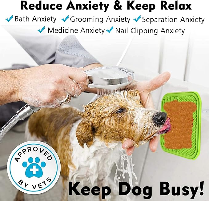 Dog Lick Mat, 3 Pcs Lick Mat for Dogs with Suction Cups for Anxiety, Peanut Butter Dog Licking Mat Slow Feeder Dispensing Treater Lick Pad for Dogs Cats Bathing Grooming