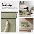 Dog Toy Basket with Lid, Dog Basket for Toys, Dog Toy Box with Cotton Rope Handles, Collapsible Storage Bins for Tog Toys, Dog Storage Organizer, Green