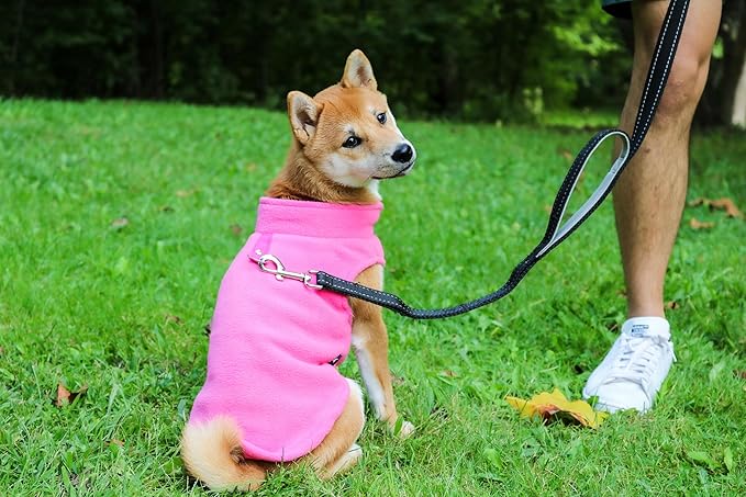 JACKO & CO - Fleece Vest Sweater with Leash Ring - Soft Lightweight Breathable for Puppies Small Medium Dogs, Kitten, Cats, Chihuahua - Warm for Fall/Autumn/Winter (Pink, XX-Large 25-35lbs)