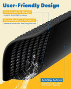 27" x 19" Cat Litter Mat - Ultra-Large Litter Box Mat with Double Layers, Urine-Proof and Non-Slip Litter Trapping Mat, Easy to Clean Kitty Litter Mats for Floor, Scatter Control, Black