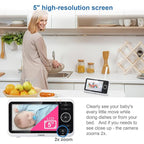 VTech [Upgraded] VM350-2 Baby Monitor, 5" Screen,2 Cameras,1000ft Range, Night Vision, 2-Way Audio, Lullabies, Secure Transmission No WiFi