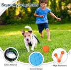 2 Pack Indestructible Squeaky Dog Balls, Cleans Teeth, Relieves Anxiety, Interactive Dog Toy for Aggressive Chewers, Rubber Ball Breeds, Outdoor Waterproof
