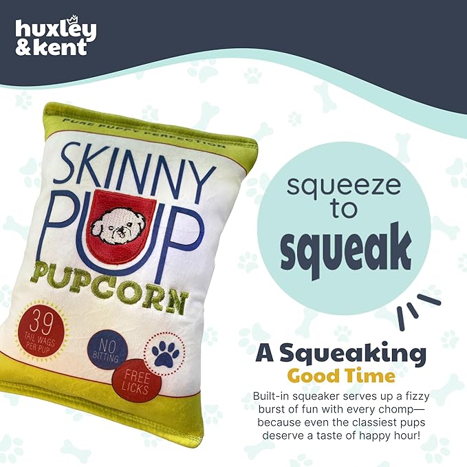 Huxley & Kent Funny Dog Toy w/Squeaker – Power Plush Squeaky Dog Toys for Small, Medium & Large Dogs – Soft Stuffed Animal for Indoor Play & Fetch - Skinny Pup, Large