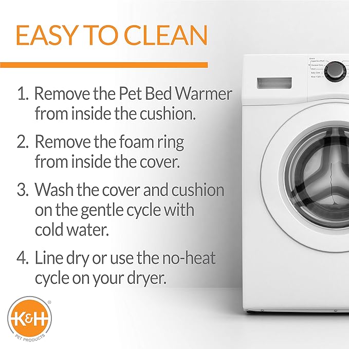 K&H Pet Products Thermo-Kitty Bed Heated Cat Bed for Indoor Cats , Electric Warming Bed for Cats and Small Dogs, Washable Thermal Plush Calming Round Pet Bed - Small 16" Mocha/Tan