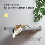 SVD.PET Wall Mounted Cat Hammock with Cat Toy, Easy-to-insall Cat Wall Shelf with Soft Pad on This Premium Kitty Furniture, Modern Design. Easily Supports up to 40 lbs (Easy-Install, Dark Grey)