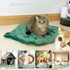 Leaf Shaped Self-Warming Cat Bed Mat – 26"x20" Cotton Pet Pad, Cat Blanket for Indoor Cats, Cat Lick Mat, Cat Heating Pad, Soft Kitten Cushion & Puppy Mattress (Green)