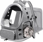 Breathable Cat Bubble Backpack Large Space Pet Carrier Backpack Expandable for Kitty Dog, Foldable Airline Approved Cat Backpack, Transparent PetTravel Backpack Up to 20 lbs (Green) (Grey)