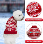 KOOLTAIL Cable Knit Dog Sweater Turtleneck, Cold Weather Pullover Classic Knitwear, Snowflake Pattern Thick Warm Winter Pet Clothes, Dog Christmas Sweater for Small Medium Large Dogs, Red M