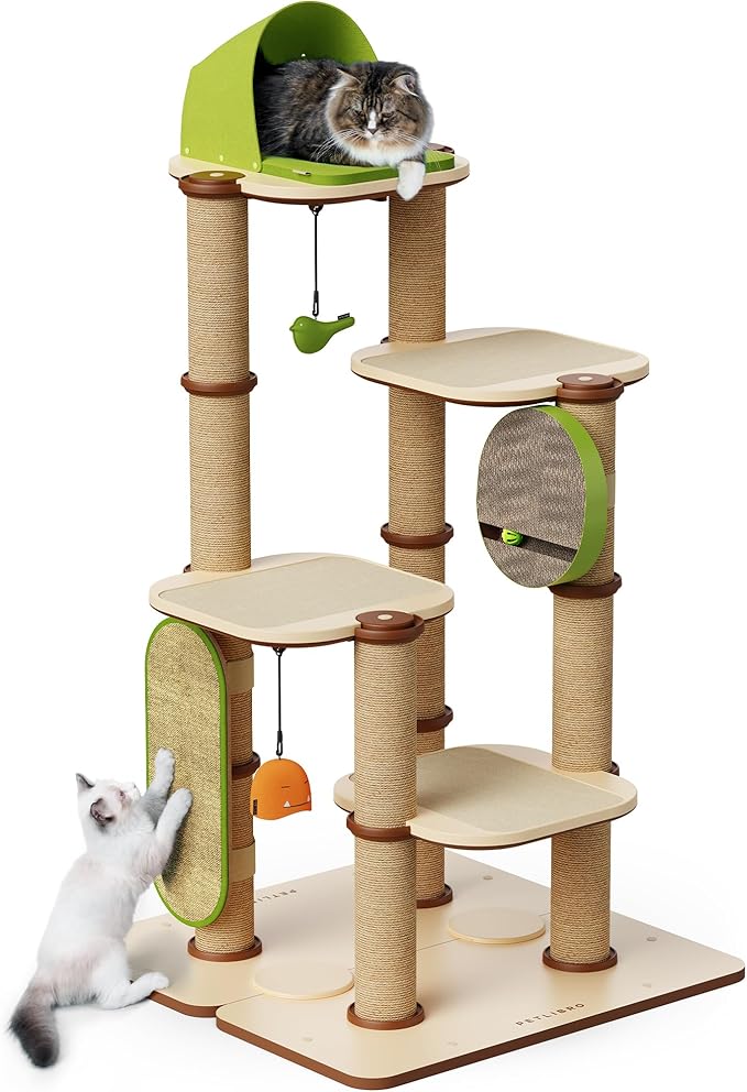 PETLIBRO Infinity Cat Tree Tower for Indoor Cats, Modular Design with Cat Bed, Toy, Felt Pads, Sisal Scratching Posts, 2-Second Setup, Sturdy Multi-Level Activity Center Cat Condo for Any Room