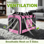 Cat Carrier 18x11x11 Delta Airline Approved, Easy Load Soft Pet Plane Travel Bag 15 pounds, Teacup Dog Crate 12 lbs, Yorkie Kennel Carrying Case, Kitten Toy Poodle Mesh Cage up to 20lbs Pink