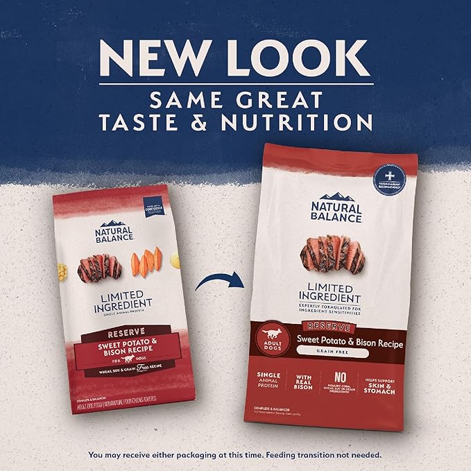 Natural Balance Limited Ingredient Adult Grain-Free Dry Dog Food, Reserve Sweet Potato & Bison Recipe, 22 Pound (Pack of 1)