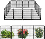 Doorless Dog Playpen 56inch 10 Panels, Dog Fence Outdoor for Yard, Garden Fence for Medium/Large Pets. Black Dog Pens Total22.1 Ft(L)