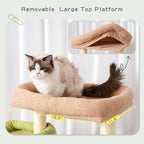 Cat Tree with Tunnel, Cat Tower for Indoor Cats, Tall Cactus Cat Tree Tower with Cat Condo, Food Station, Large Platform, Scratching Posts, Hammock, Green and Yellow GCT021GY