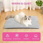 Self Warming Cat Bed, Heated Cat Bed, Noiseless Cat Heating Bed Pad, Self Heating Cat Dog Mat, Extra Warm Thermal Pet Pad for Indoor Outdoor Pets with Removable Cover Non-Slip Bottom Washable (Small)