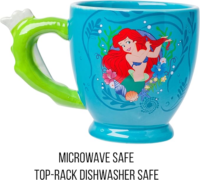 Silver Buffalo Disney Princess Ariel Dinglehopper Hair Brush Shaped Handle Ceramic Mug, 20 Ounces