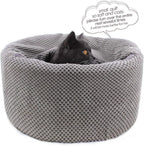 Winsterch Large Cat Bed - Soft, Enclosed & Washable cat Cave Bed for Indoor/Outdoor Cats & Kittens with Anti-Slip Bottom,Calming, Covered Cave Bed (Gray,16.5 x 16.5 x 7.48 in)