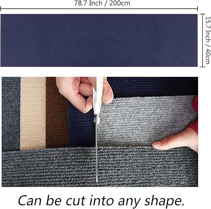 Cat Scratching Post Carpet Mat Trimmable Self-Adhesive Replacement Mat 78.7"x15.8" Cuttable Cat Scratcher Cover for Cat Tree Shelf Shelves Steps Couch Furniture Wall DIY Protector, Dark Grey