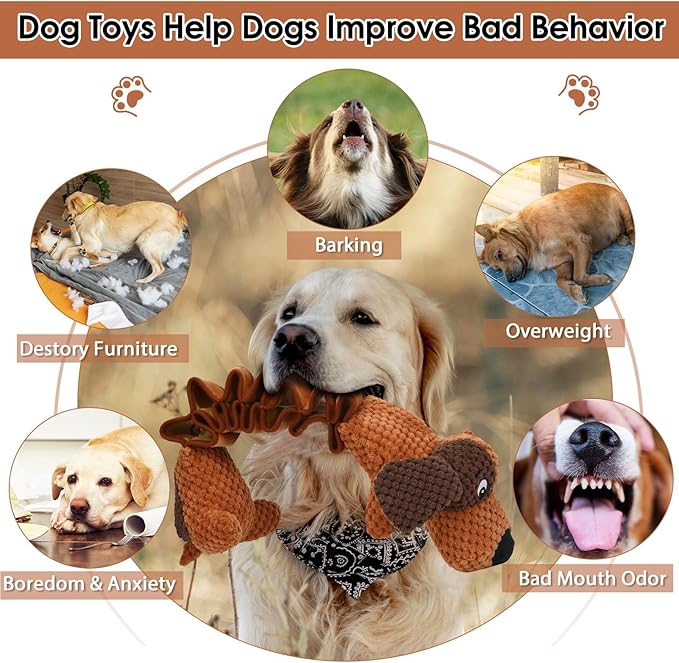 Dog Toys Plush Large Dogs with Squeaky and Crinkle Paper, Tug of War Pet Toys, Interactive Puppy Chew Toys for Small, Medium and Large Dogs