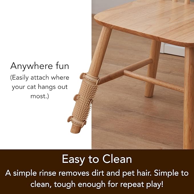 2Pcs PetPals Anywhere Cat Massager with Adjustable Bands and Soft Silicone Bristles, Fits Cat Trees, Furniture & More, Soothing, Easy-to-Clean Grooming Tool for Indoor Cats