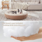 45 inches Donut Dog Bed for Extra Large Dogs,Calming Round Pet Bed with Removable & Washable Cover, Plush Faux Fur & Corduroy, Fits up to 100 lbs Pets(Brown,XL)