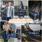 PETUX Pet Carrier Airline Approved, 17"x11"x9.5" Portable Cat Carrier Soft with Anti-Scratch Mesh for Small Cats up to 12 lb, Top Open Breathable Dog Carriers for Puppy up to 10 lb (Blue)