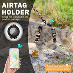 SCENEREAL Adjustable Cat Harness and Leash Set with AirTag Holder, Escape-Proof Design for Small to Large Cats, Lightweight Soft Travel Harness, Khaki Leopard