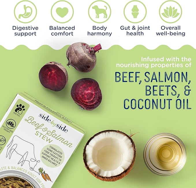 Side by Side Pork & Rabbit/Beef & Salmon Stew, Dog Food for All Breeds, Made of Whole Foods, Every Ingredient Has a Purpose, No Artificial Additives, Fillers, or Gums, Ready to Serve, 12.5 oz, 6 Pack