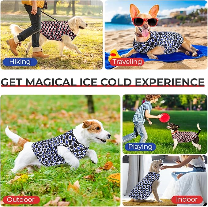 Dog Cooling Vest, Quick Dry Dog Summer Clothes Pet Vest Puppy Shirts, Sleeveless Dogs Cooling T-Shirts for Small Medium Large (Red Heart+Blue Heart, M)