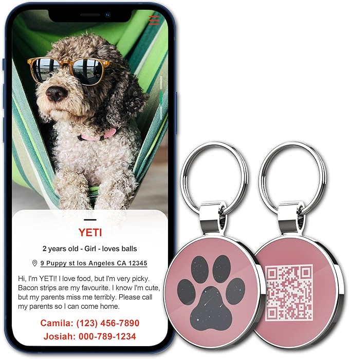 MYLUCKYTAG ID Tags Dog Tags - Pet Online Profile - Scan Receive Instant Location Alert Email