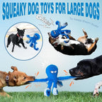 LEGEND SANDY Tough Dog Toys, Stuffed Chew Large Dog Toys to Keep Them Busy, Interactive Squeaky Tug of War Doggie Toy, Crinkle Blue Octopus (Blue Octopus 2p)