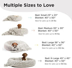 Best Friends by Sheri Bundle Set The Original Calming Lux Donut Cuddler Cat and Dog Bed + Pet Throw Blanket Gray Large 36" x 36"