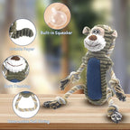 Funny Plush Dog Chew Toys, Squeaky Dog Toys, Interactive Tug of War Puppy Toys, Stuffed Dog Toys for Small, Medium and Large Dogs - Monkey