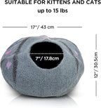 Woolygon Premium Felt Cat Cave Bed – Wool Kitty Beds Handcrafted Kitten Caves Bed for Indoor Cats - Made from 100% Eco-Friendly Merino Wool, Foldable Cat Hidewawy Covered Cat Houses (Enchanted Tree)