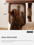 40 Inch Tall Modern Solid Wood Cat Tree Tower for Indoor Cats Large Adult, Sturdy Heavy-Duty Cat Condo with Scratching Post, Perch, Scratcher, Platform, Cozy Hideaway