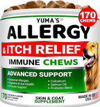 Dog Allergy Relief Chews - Dog Itching Skin Relief Treatment Pills - 170 Treats - Anti-Itch Chewables - Itchy and Paw Licking - Hot Spots - Omega 3 Fish Oil - Dry Skin & Coat Supplement
