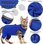 T'CHAQUE Cat Clothes Surgery Recovery Suit for Female Male, Cat Onesie Pet Surgical Pajamas Hind Legs Long Sleeve, Abdominal Wound Skin Diseases, E-Collar Alternative, Spay Recovery Suit, RoyalBlue-M