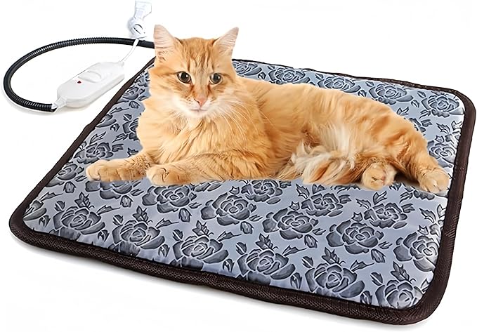 Pet Heating Pad Turn Any Pet Bed Into a Heated Pet Bed Indoor Adjustable Heated Cat Bed Mat for Cats Dogs Waterproof Pet Warmer Mat with Chew Resistant Cord(17.7" x17.7)