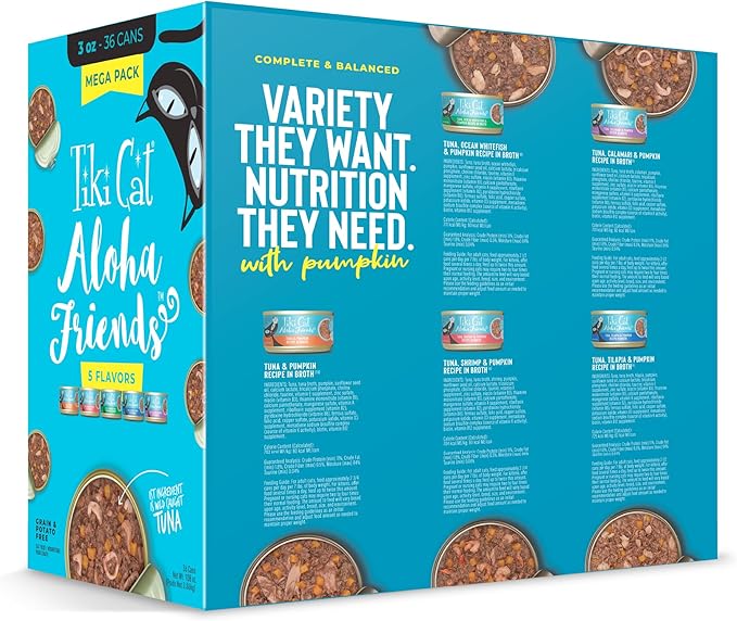 Tiki Cat Aloha Friends Wet Cat Food, Tuna Favorites, Mega Pack, 3 oz. Can (36 Count)