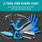 Maxpower Planet Pet Grooming Brush - Double Sided Shedding and Dematting Undercoat Rake Comb for Dogs and Cats,Extra Wide (C1 - Brush & Gloves, Large)