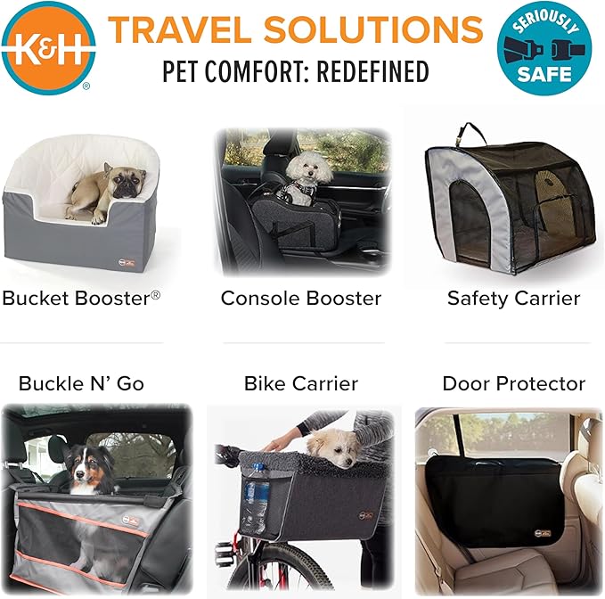 K&H Pet Products Enclosed Dog Car Seat, Travel Safety Carrier for Pets, Dog Travel Car Seat, Soft-Sided Covered Cat Carrier, Washable Pad, Multiple Entrances, Mesh Windows - Medium 24 X 19 X 17in